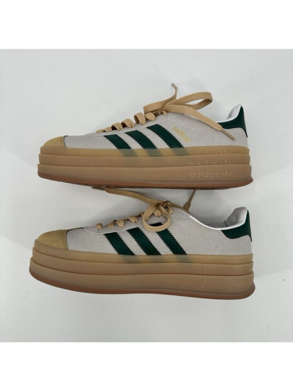 NWOT ADIDAS Gazelle Bold Platform Sneaker 8.5 Cream Green Beige triple stacked - Picture 6 of 10